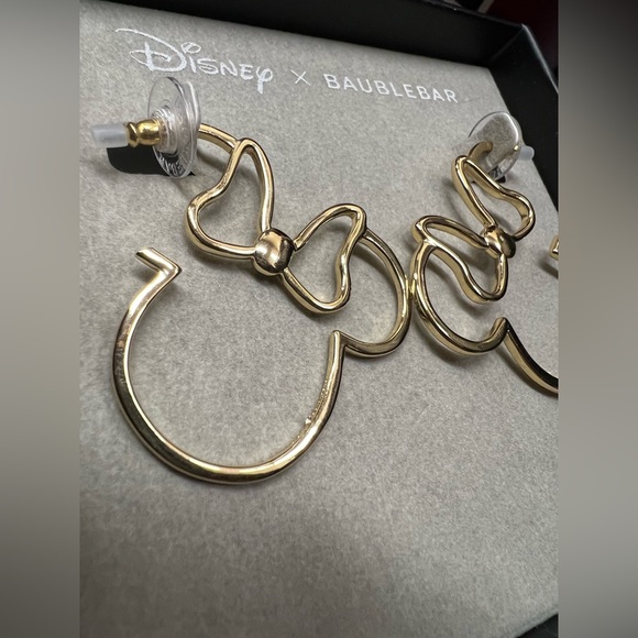 Baublebar X Disney Minnie Mouse with Bow Hoop Goldtone Earrings - Picture 2 of 5